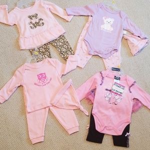 Lot of 4 Infant Girl Outfits Size 0-3 Months
